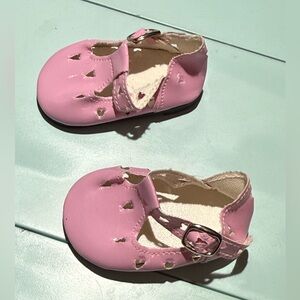 Doll pink saddle patent shoes for 18” doll